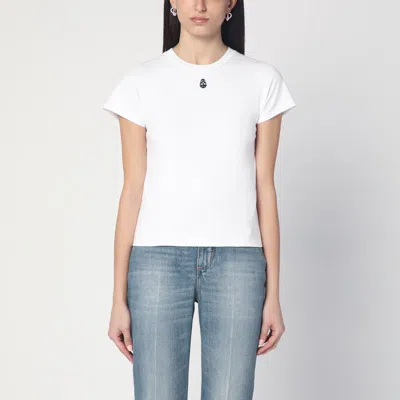ALEXANDER MCQUEEN WHITE T-SHIRT WITH SKULL EMBROIDERY