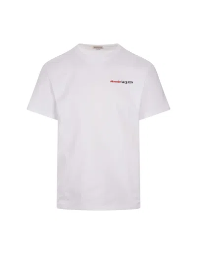 Alexander Mcqueen White T-shirt With Two-tone Logo
