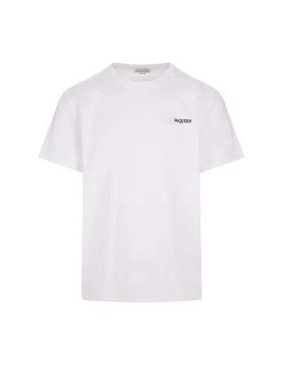 Alexander Mcqueen White T-shirt With Two-tone Logo