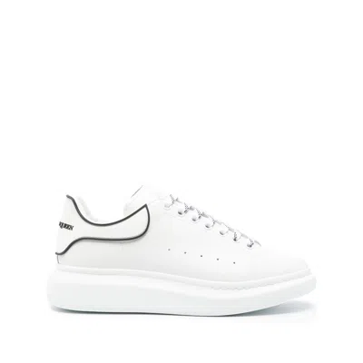 Alexander Mcqueen Chunky Leather Sneakers Featuring Perforated Profiles In White