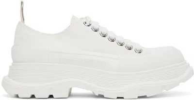 Alexander Mcqueen White Canvas Tread Slick Sneakers