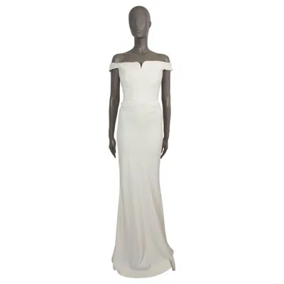 Pre-owned Alexander Mcqueen White Viscose Leaf Off-shoulder Crepe Gown Dress 46 Xl