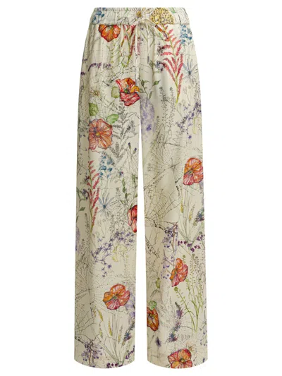 Alexander Mcqueen White Viscose Trousers In Multi