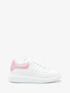 Alexander Mcqueen Oversize Sneakers In White Leather With Pink Suede Heel In White