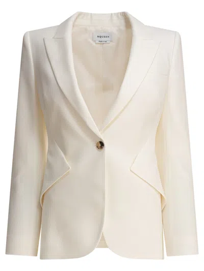 Alexander Mcqueen White Wool Jacket In Neutral