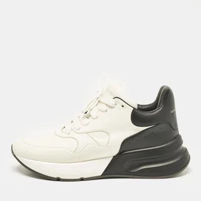 Pre-owned Alexander Mcqueen White/black Leather And Suede Oversized Sneakers Size 44