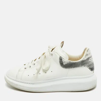 Pre-owned Alexander Mcqueen White/black Leather Oversized Lace Up Sneakers Size 42