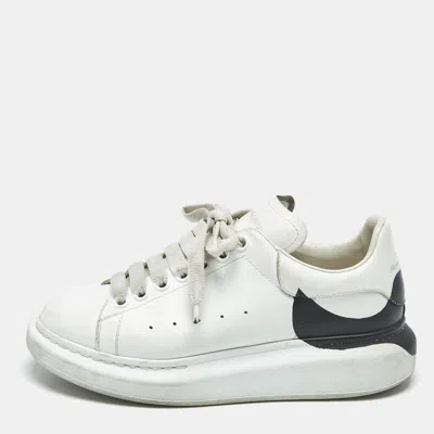 Pre-owned Alexander Mcqueen White/black Leather Oversized Sneakers Size 38