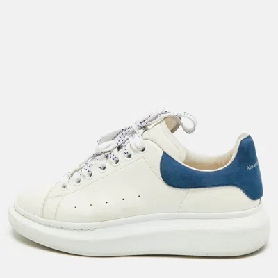Pre-owned Alexander Mcqueen White/blue Leather And Suede Oversized Lace Up Sneakers Size 41