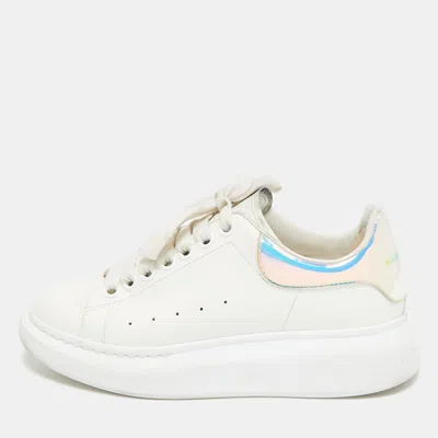 Pre-owned Alexander Mcqueen White/blue Leather Oversized Trainers Size 36