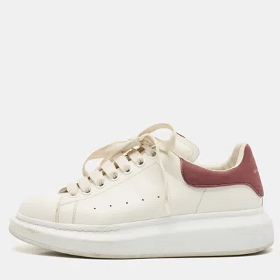 Pre-owned Alexander Mcqueen White/burgundy Leather Oversized Sneakers Size 39