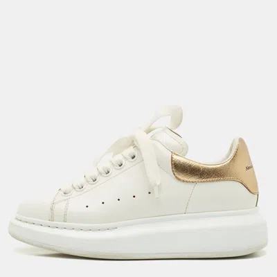 Pre-owned Alexander Mcqueen White/gold Leather Oversized Sneakers Size 35.5