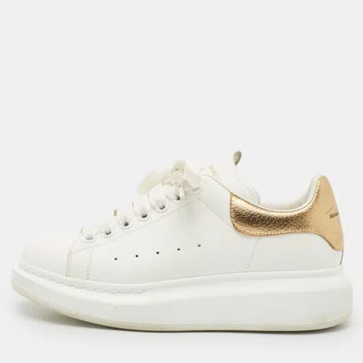 Pre-owned Alexander Mcqueen White/gold Leather Oversized Sneakers Size 37.5