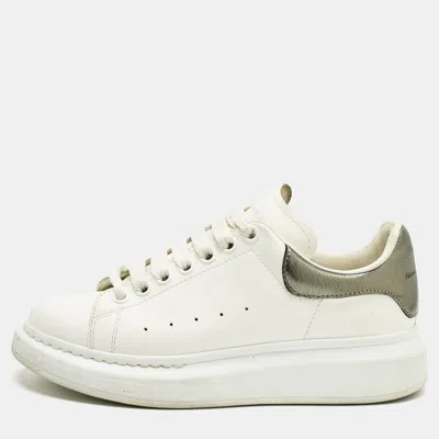 Pre-owned Alexander Mcqueen White/metallic Leather Oversized Sneakers Size 39