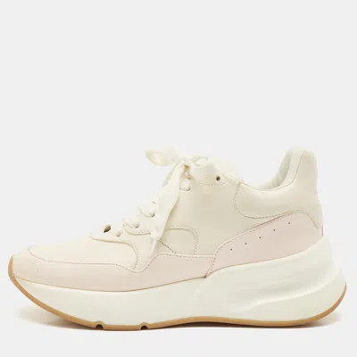 Pre-owned Alexander Mcqueen White/pink Leather Chunky Sneakers Size 38