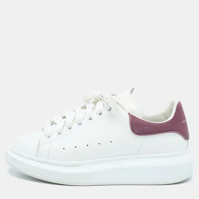 Pre-owned Alexander Mcqueen White/purple Leather Larry Sneakers Size 38.5
