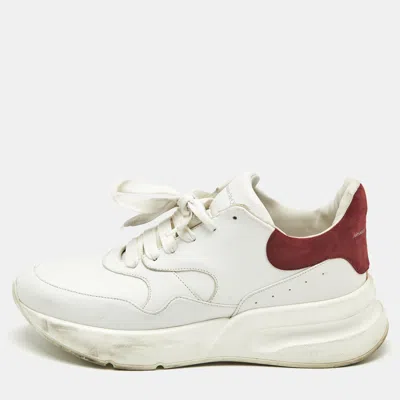 Pre-owned Alexander Mcqueen White/red Leather And Suede Oversized Runner Low Top Sneakers Size 44