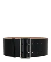 Alexander Mcqueen Leather Belt With Silver-tone Buckle 85mm In Black