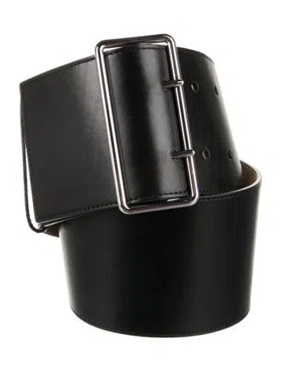 Pre-owned Alexander Mcqueen Wide Leather Belt In Black