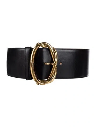 Pre-owned Alexander Mcqueen Wide Leather Belt In Black