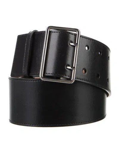 Pre-owned Alexander Mcqueen Wide Leather Belt In Black