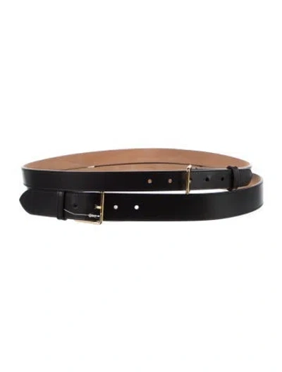 Pre-owned Alexander Mcqueen Wide Leather Belt In Black