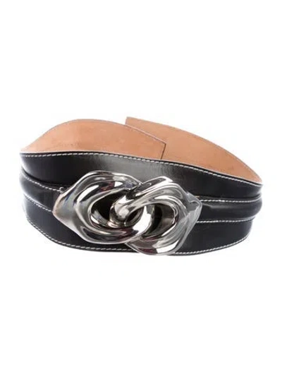 Pre-owned Alexander Mcqueen Wide Leather Belt In Black