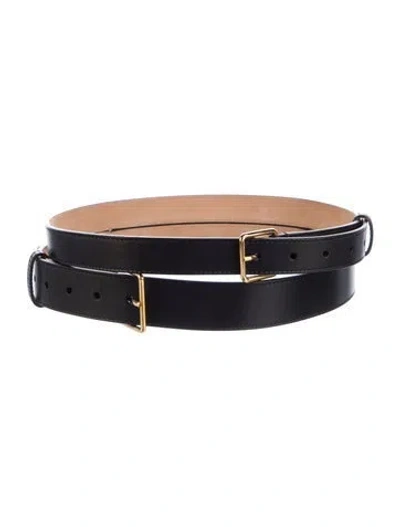 Pre-owned Alexander Mcqueen Wide Leather Belt In Black