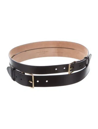 Pre-owned Alexander Mcqueen Wide Leather Belt In Black