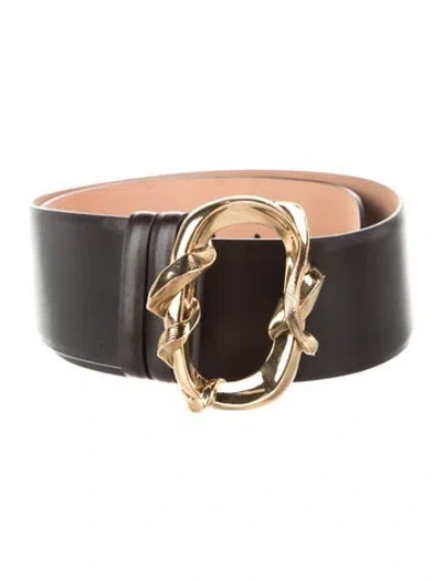 Pre-owned Alexander Mcqueen Wide Leather Belt In Black