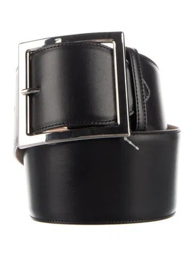 Pre-owned Alexander Mcqueen Wide Leather Belt In Black