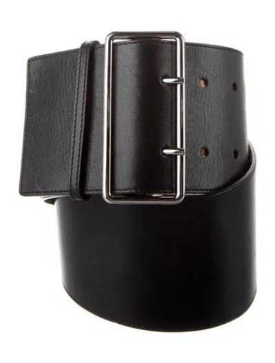 Pre-owned Alexander Mcqueen Wide Leather Belt In Black