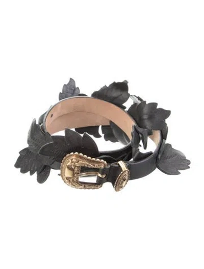Pre-owned Alexander Mcqueen Wide Leather Belt In Black