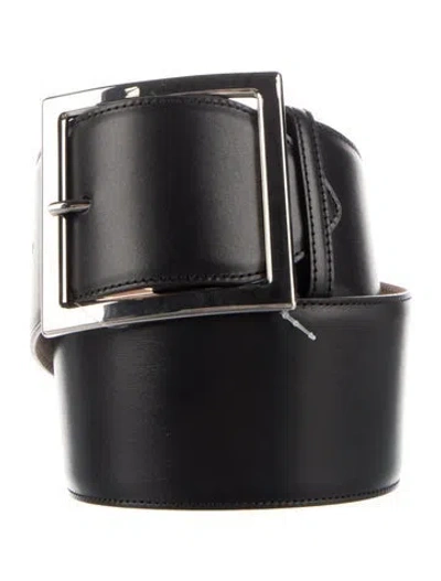 Pre-owned Alexander Mcqueen Wide Leather Belt In Black