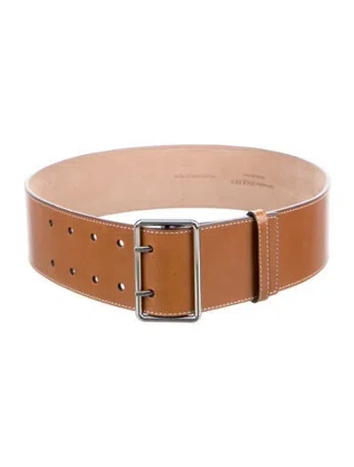 Pre-owned Alexander Mcqueen Wide Leather Belt In Brown