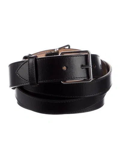 Pre-owned Alexander Mcqueen Wide Leather Belt Kit In Black