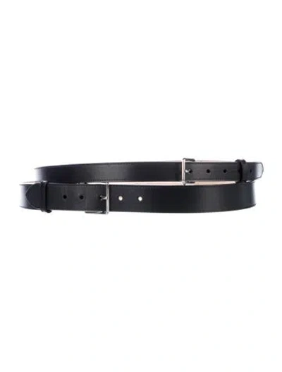 Pre-owned Alexander Mcqueen Wide Leather Belt Kit In Black