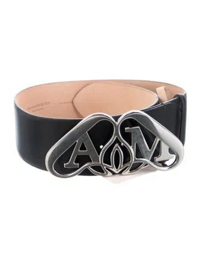 Pre-owned Alexander Mcqueen Wide Leather Belt W/ Tags In Black