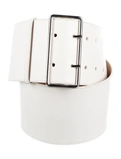 Pre-owned Alexander Mcqueen Wide Leather Belt In White