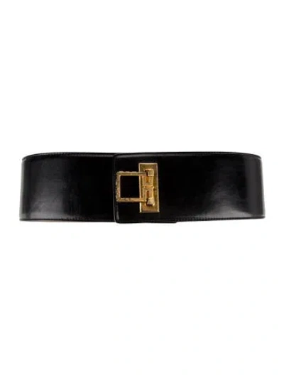 Pre-owned Alexander Mcqueen Wide Leather Waist Belt In Black