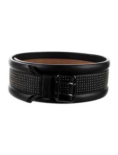 Pre-owned Alexander Mcqueen Wide Leather Waist Belt In Black