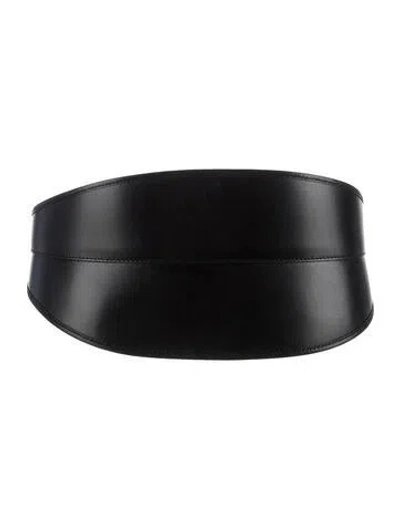 Pre-owned Alexander Mcqueen Wide Leather Waist Belt In Black