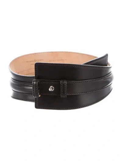 Pre-owned Alexander Mcqueen Wide Leather Waist Belt In Black