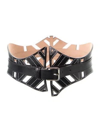 Pre-owned Alexander Mcqueen Wide Leather Waist Belt In Black