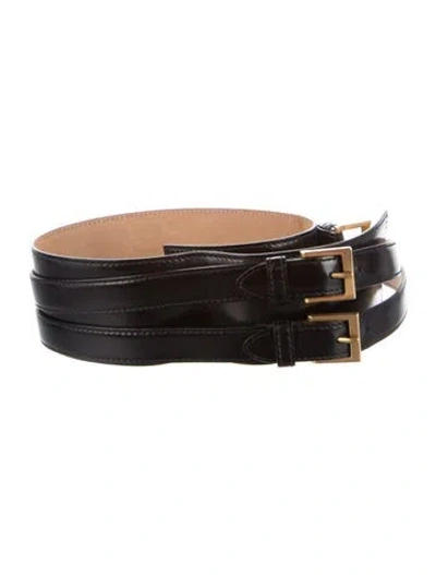 Pre-owned Alexander Mcqueen Wide Leather Waist Belt In Black