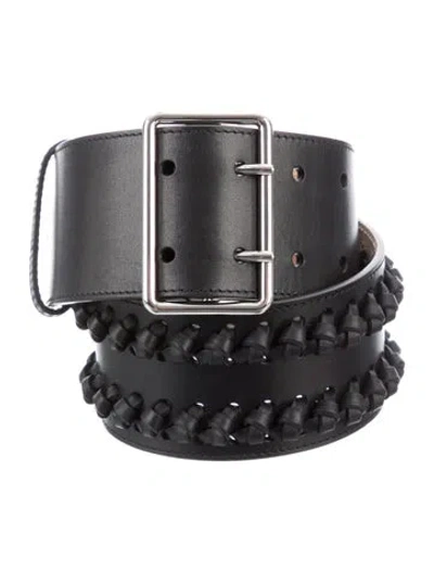 Pre-owned Alexander Mcqueen Wide Leather Waist Belt In Black