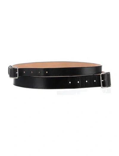 Pre-owned Alexander Mcqueen Wide Leather Waist Belt In Black