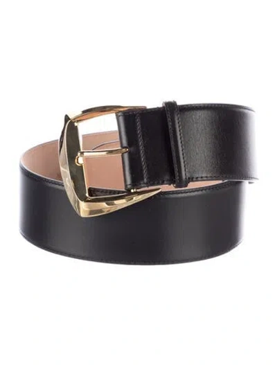 Pre-owned Alexander Mcqueen Wide Leather Waist Belt In Black