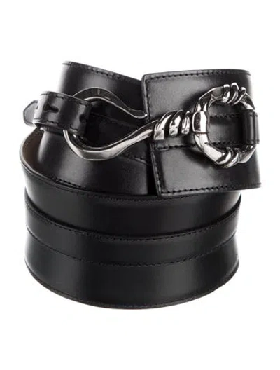 Pre-owned Alexander Mcqueen Wide Leather Waist Belt In Black