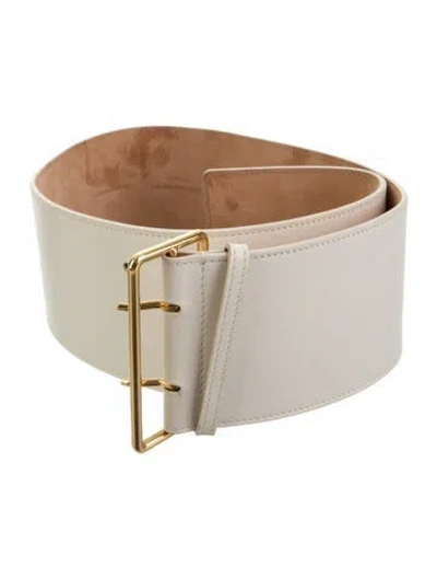 Pre-owned Alexander Mcqueen Wide Leather Waist Belt In Neutrals